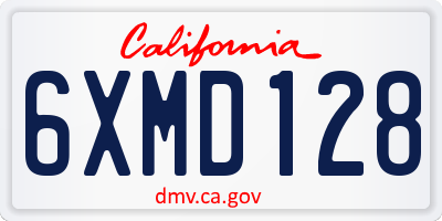 CA license plate 6XMD128
