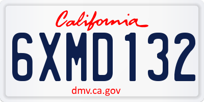 CA license plate 6XMD132