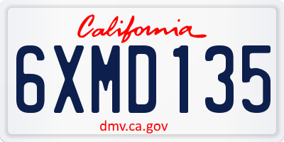 CA license plate 6XMD135