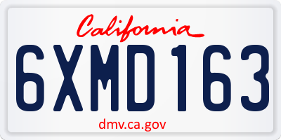 CA license plate 6XMD163