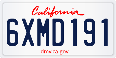 CA license plate 6XMD191