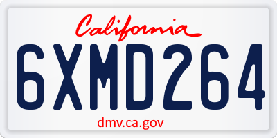 CA license plate 6XMD264