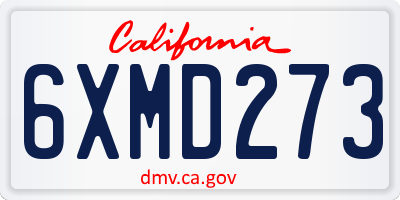 CA license plate 6XMD273