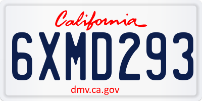 CA license plate 6XMD293