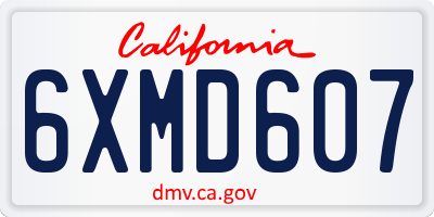 CA license plate 6XMD607