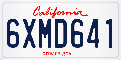 CA license plate 6XMD641