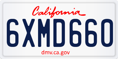 CA license plate 6XMD660