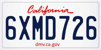 CA license plate 6XMD726
