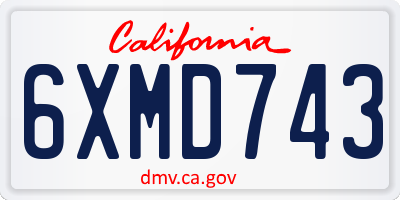CA license plate 6XMD743