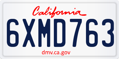 CA license plate 6XMD763