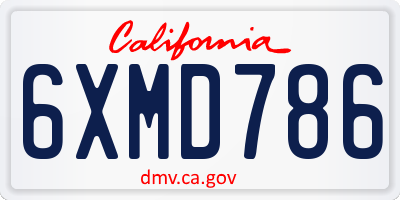 CA license plate 6XMD786