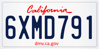 CA license plate 6XMD791
