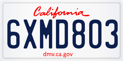 CA license plate 6XMD803
