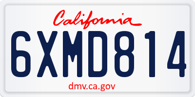 CA license plate 6XMD814