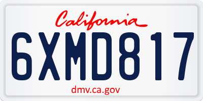 CA license plate 6XMD817