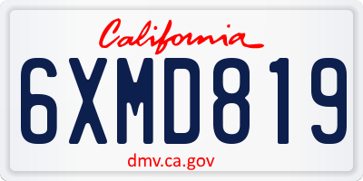 CA license plate 6XMD819