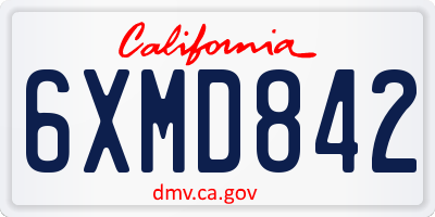 CA license plate 6XMD842