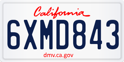 CA license plate 6XMD843