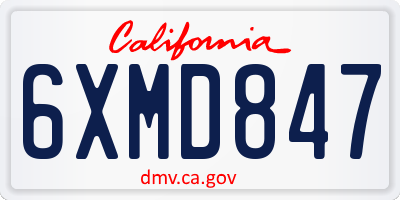 CA license plate 6XMD847