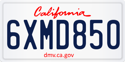 CA license plate 6XMD850