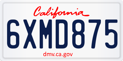 CA license plate 6XMD875