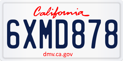 CA license plate 6XMD878