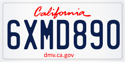 CA license plate 6XMD890