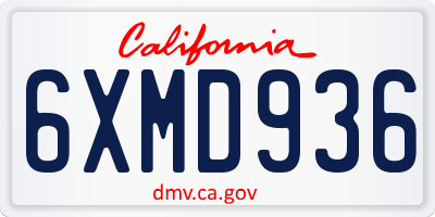 CA license plate 6XMD936
