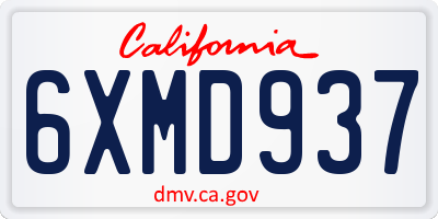 CA license plate 6XMD937