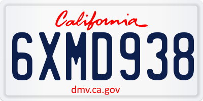 CA license plate 6XMD938