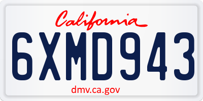 CA license plate 6XMD943