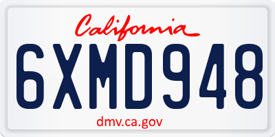 CA license plate 6XMD948