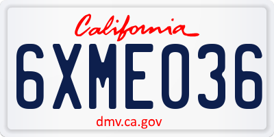 CA license plate 6XME036
