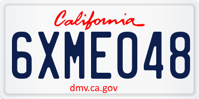 CA license plate 6XME048