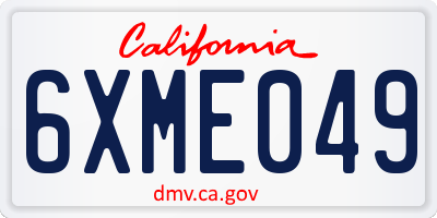 CA license plate 6XME049