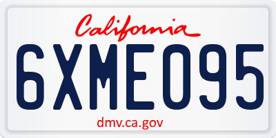 CA license plate 6XME095