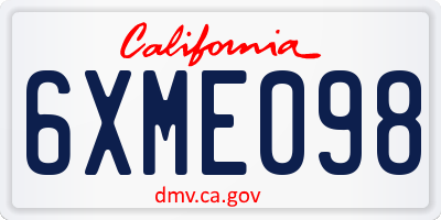 CA license plate 6XME098