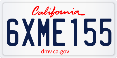 CA license plate 6XME155