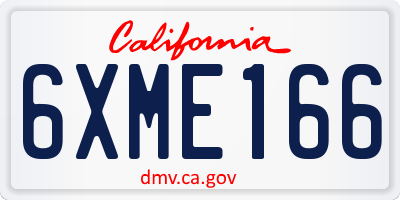 CA license plate 6XME166