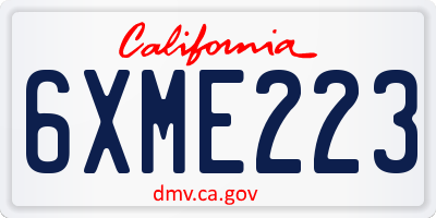 CA license plate 6XME223