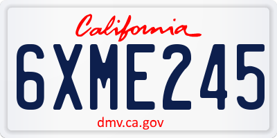 CA license plate 6XME245