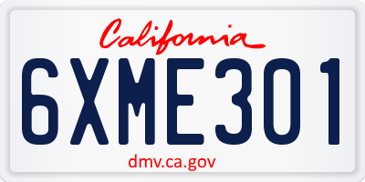 CA license plate 6XME301
