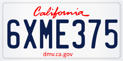 CA license plate 6XME375
