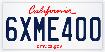 CA license plate 6XME400