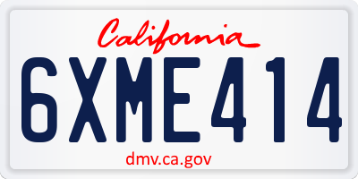 CA license plate 6XME414