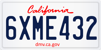 CA license plate 6XME432