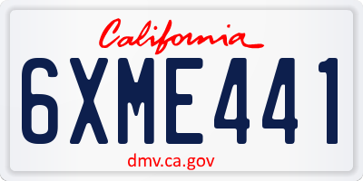 CA license plate 6XME441