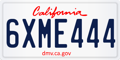 CA license plate 6XME444