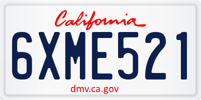 CA license plate 6XME521