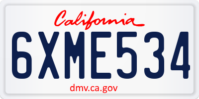 CA license plate 6XME534